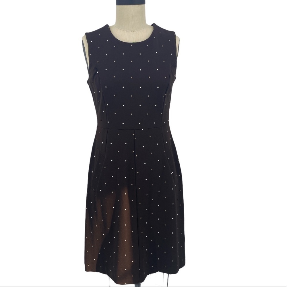 Lands End Dress Brown polkadot SZ 8 Sleeveless